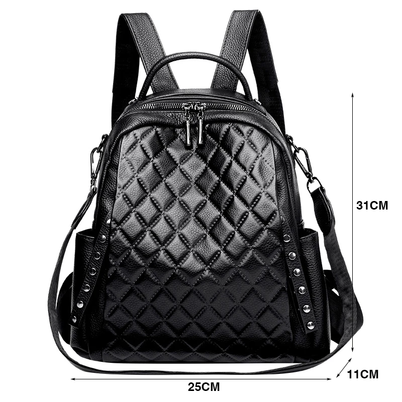 本革リュックサック女性ショルダーバッグ高級デザイナーチェック - Luxury Bags Leather のレビューと価格
